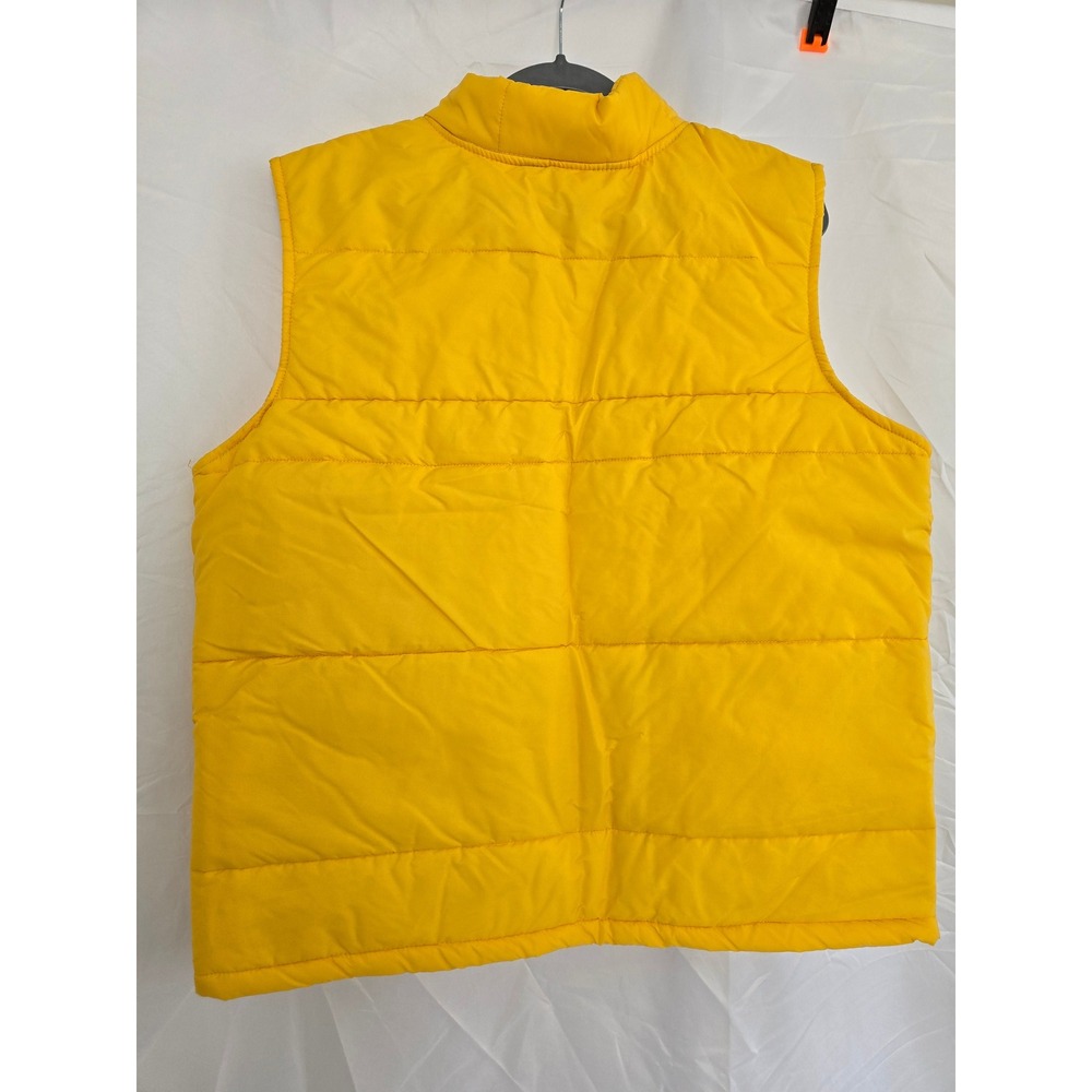 Vtg Michelob Puffer Vest Mens Large Yellow Quilted Sleeveless Full Snap Workwear - Picture 3 of 5